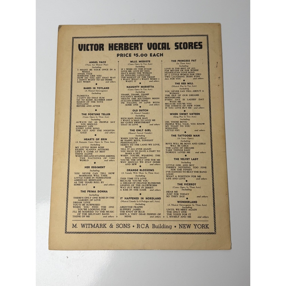 Vintage Victor Herbert Ah‎ Sweet Mystery of Life Sheet Music
